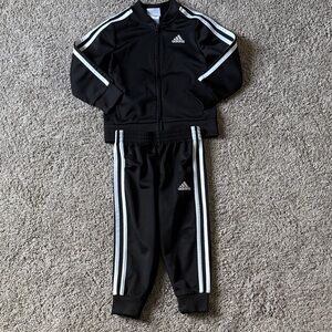 Toddler Adidas Black and White Athletic Tracksuit